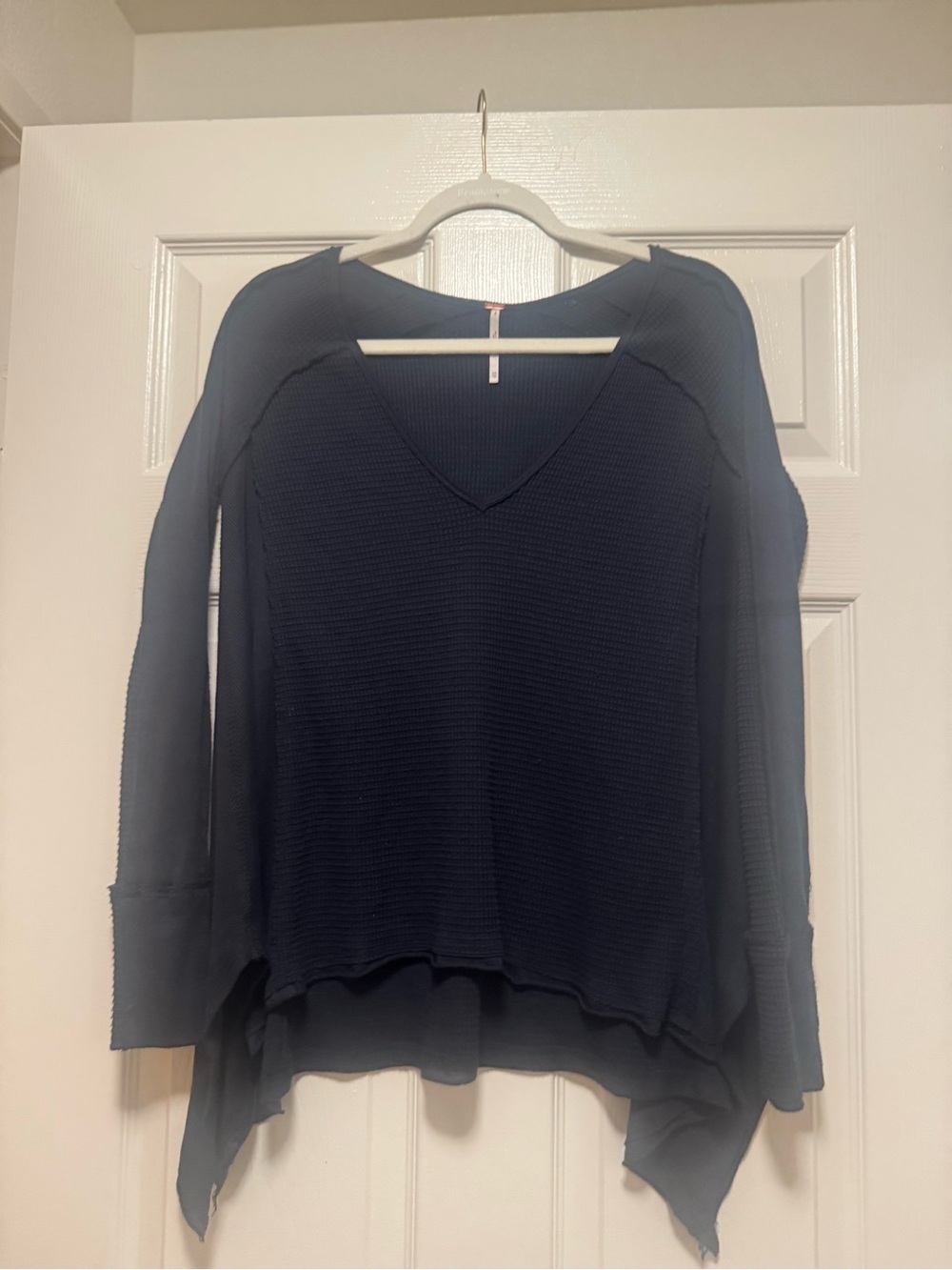Free People Black Laguna Ribbed Tunic Longsleeve Pullover